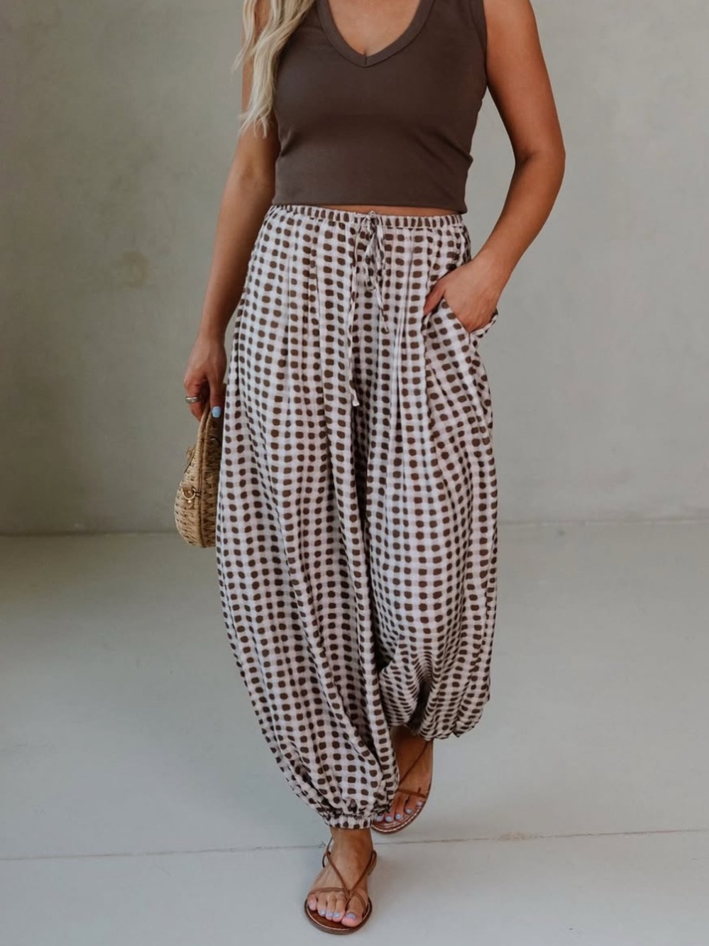 NWT Pinch Geo Dot Print Harem Pants Sz M
